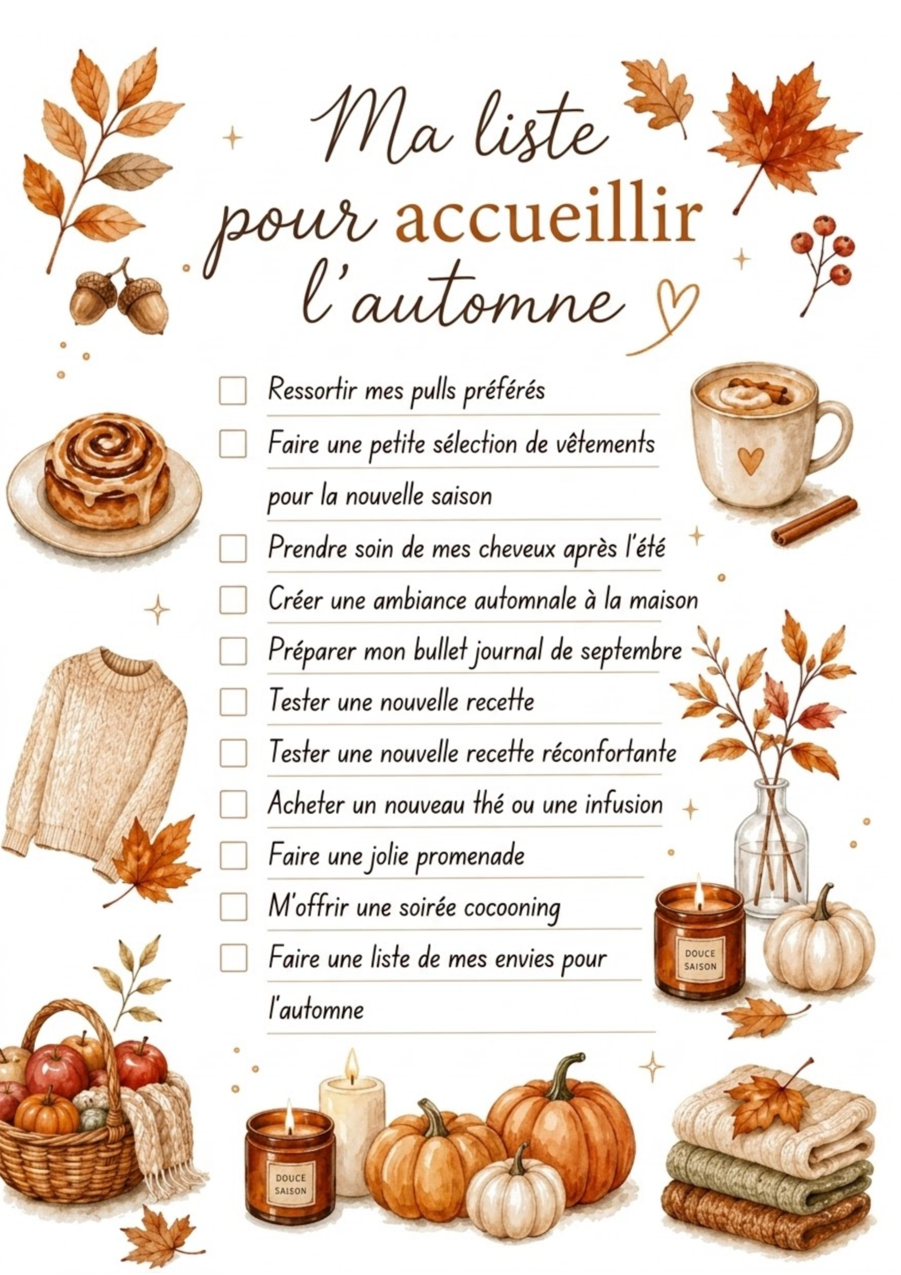 ma liste pour accueillir l'automne